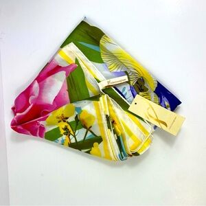 NWT Collection Eighteen 100% Silk Floral Scarf  Blue/Green/Pink/Yellow 3…